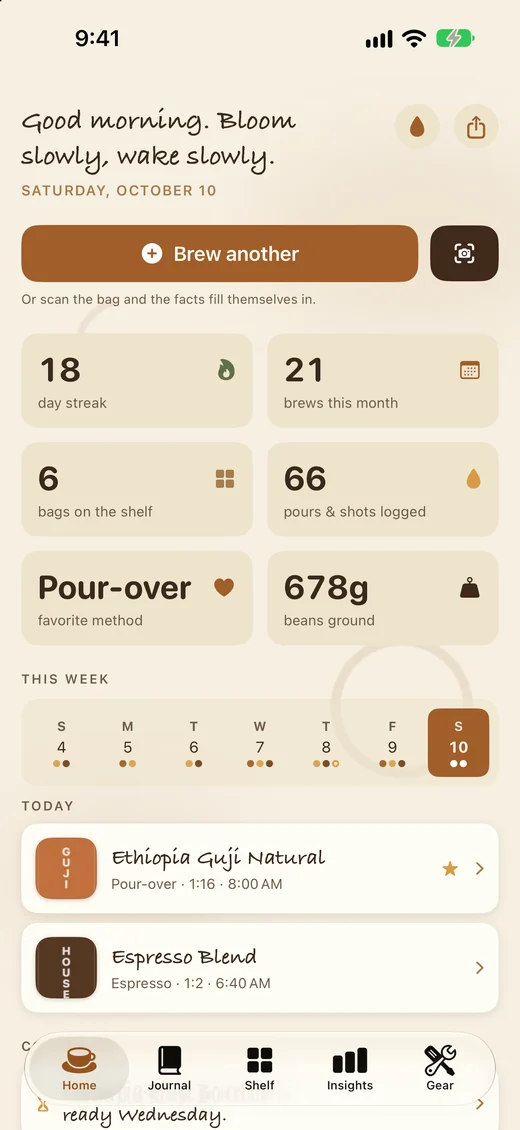 CoffeeBuddy on iPhone