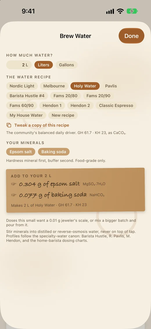 CoffeeBuddy: The water calculator