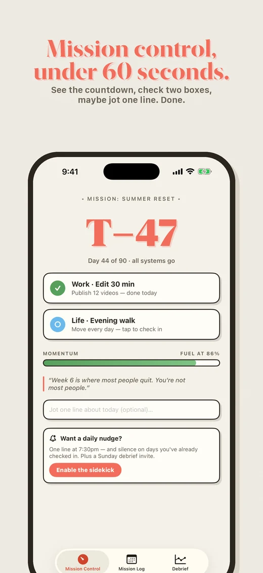 T minus 90 on iPhone