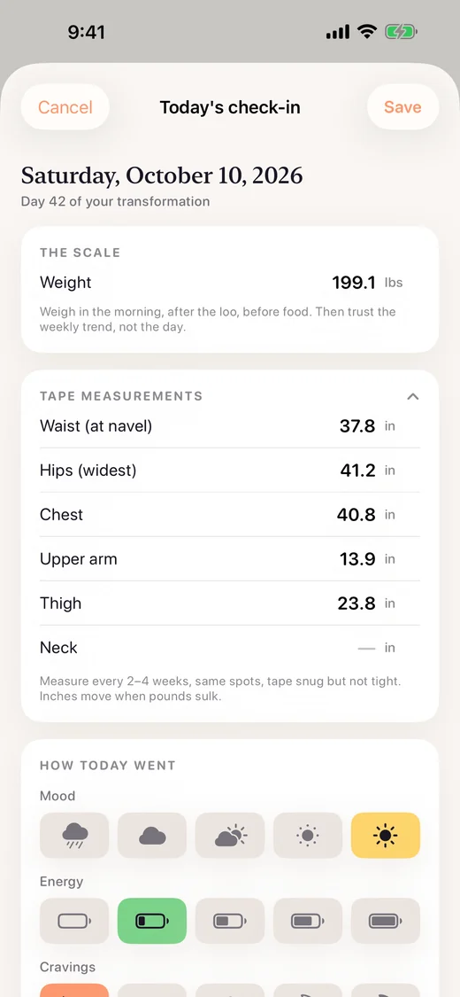 TransformationBuddy: The daily check-in